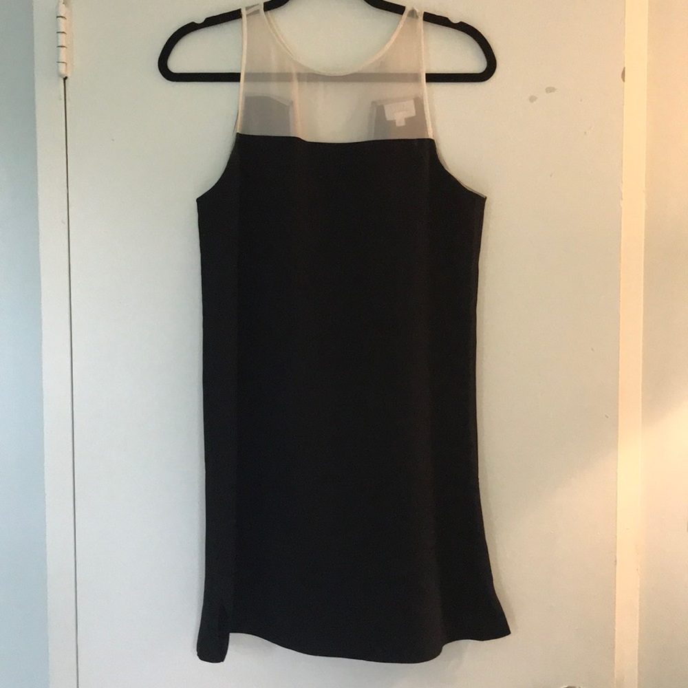 Parker Black and White Silk Tux Dress